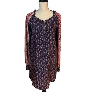 Veronica Beard Silk Navy & Red Print Dress Sz-2